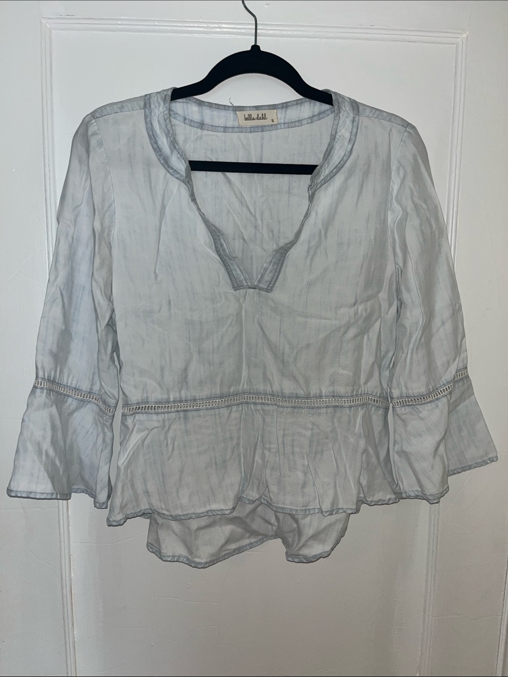 bella dahl Pale Blue Peasant Tunic Top